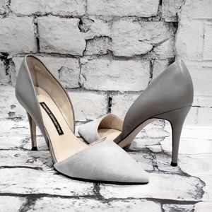 French Connection Gray Suede & Leather Pumps